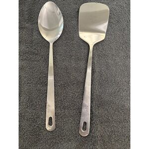 Wolfgang Puck Stainless Steel Utensil Set of 2 Heavy Duty Spatula & Spoon READ